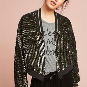 Sequin and fleece slouchy bomber jacket